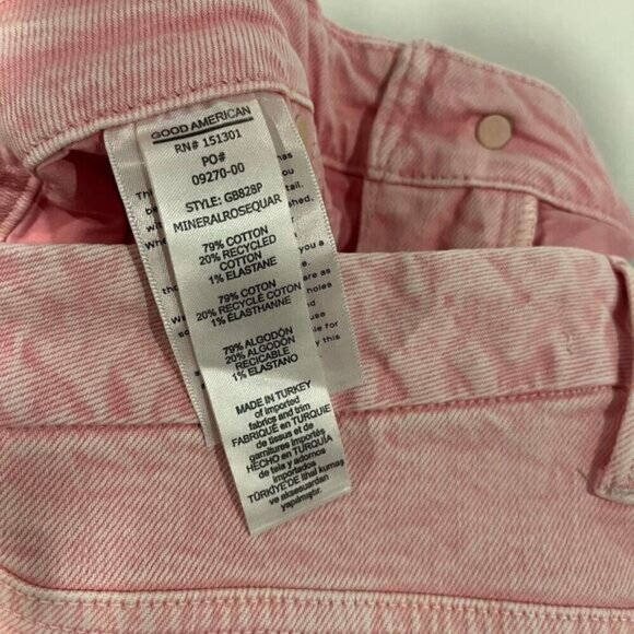Good American Women's Good Boy Split Hem Straight Leg Jeans Pink Size 14/32 - Picture 12 of 13
